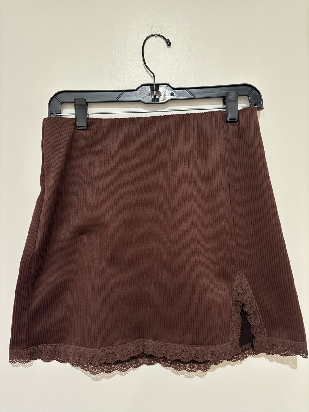 H&M Chocolate Brown Ribbed Mini Skirt